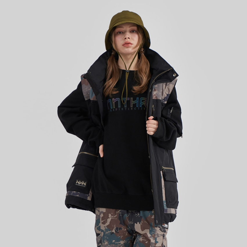 엔쓰리 엔쓰리 2223 NNN GRADY VEST JACKET BLACK/CAMO 스노우 보드복 자켓 패딩 조끼