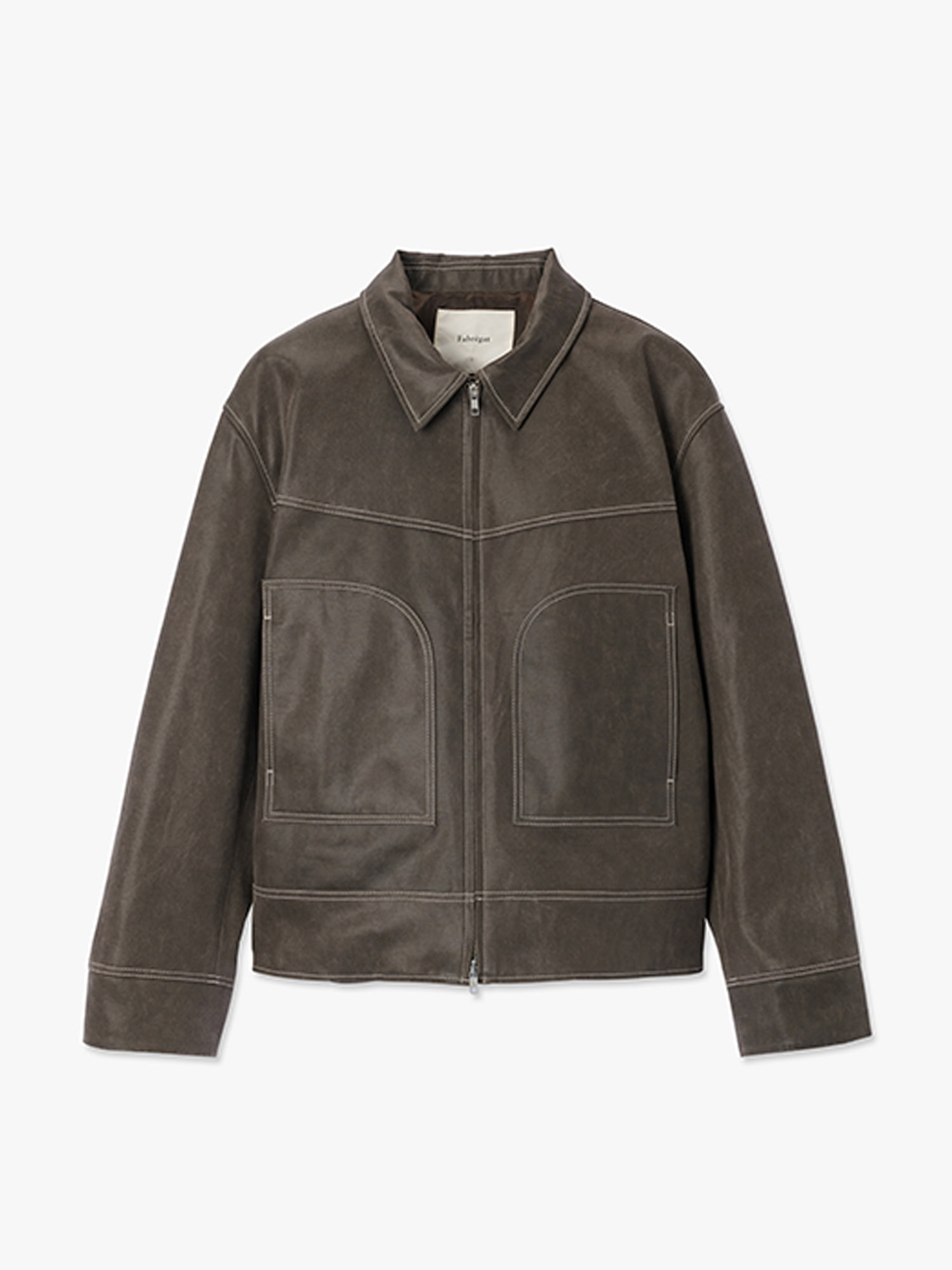 Paper Pocket Stitch Leather Jacket (Dusty Brown)