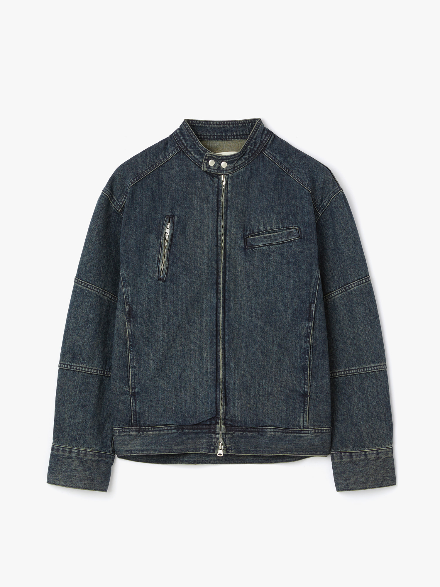 Iron Denim Biker Jacket (Blue Black)