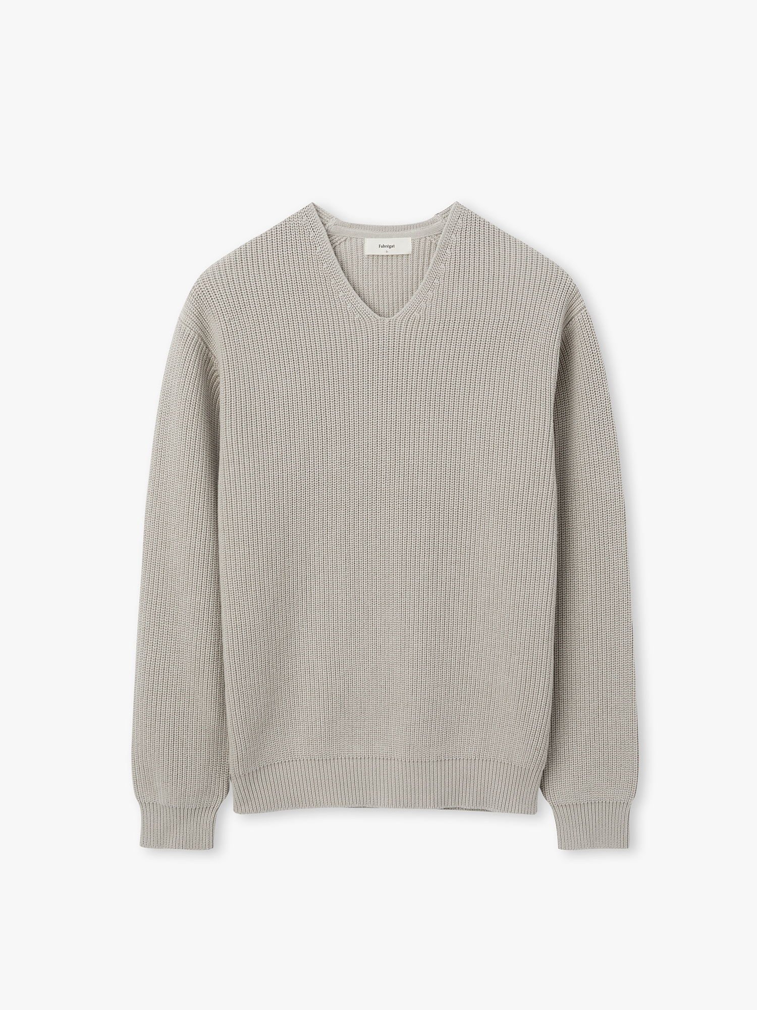 [derek] Heavy Cotton V-neck Knit (Oat Beige)