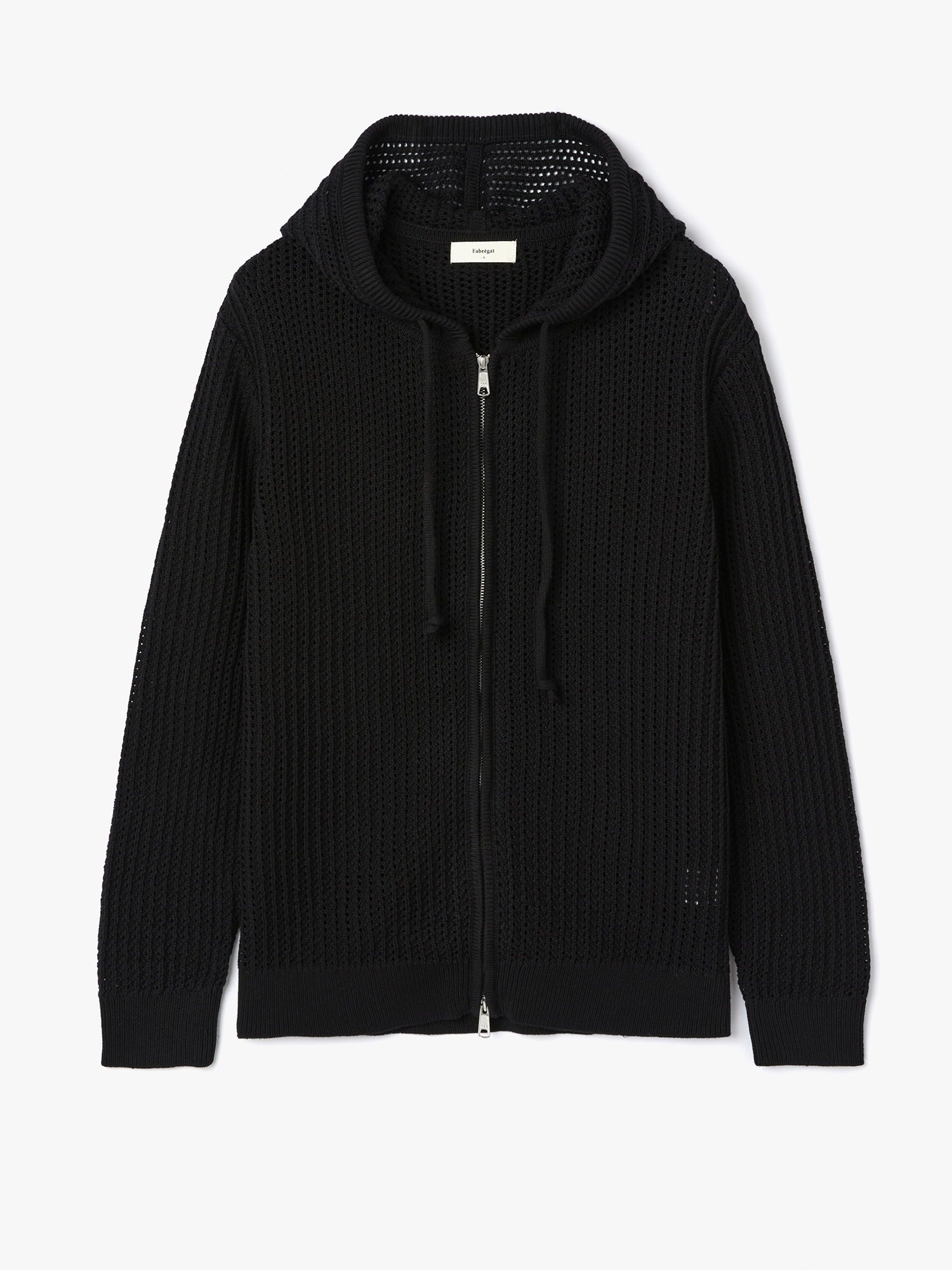 Crochet Hoodie Zip Up Knit (Black)