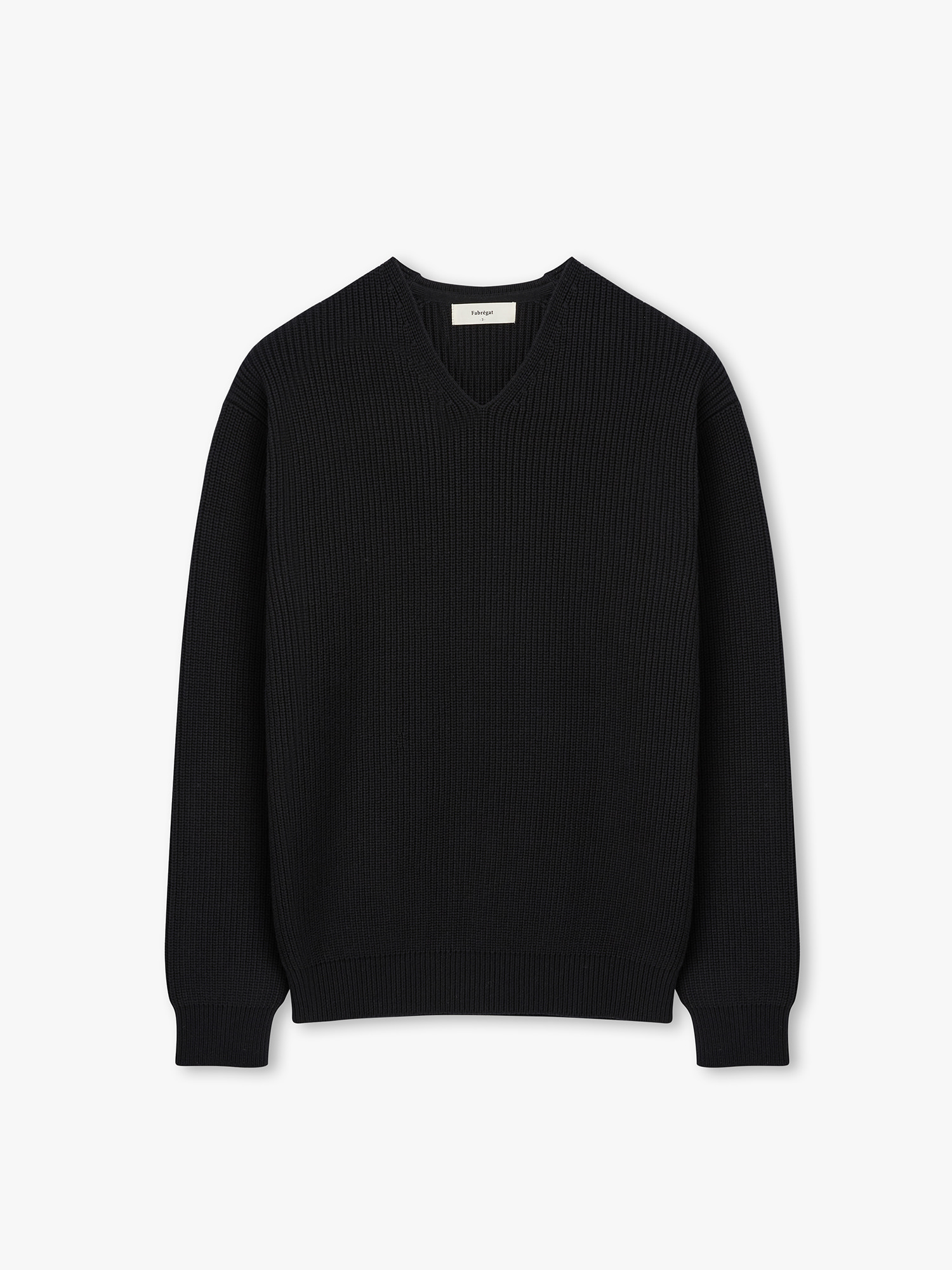 [derek] Heavy Cotton V-neck Knit (Black)