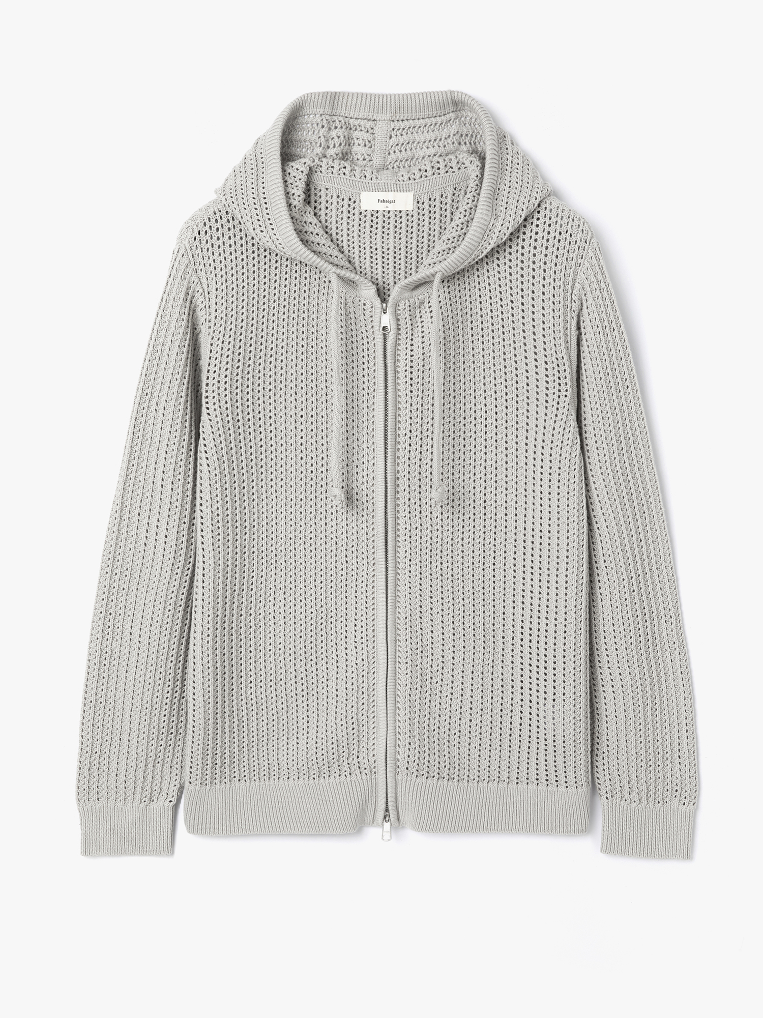 Crochet Hoodie Zip Up Knit (Dove Grey)