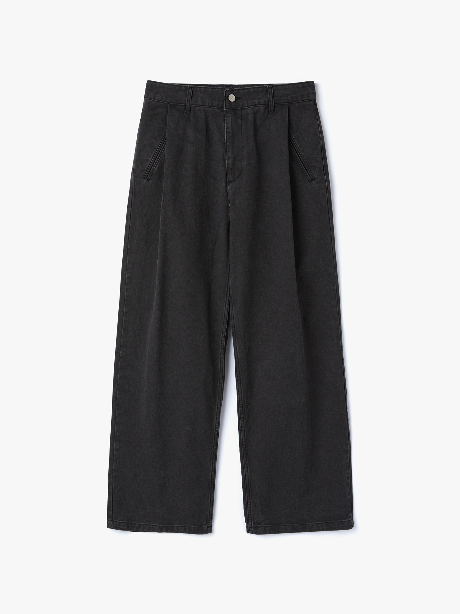 Pig Dying One Tuck Cotton Pants (Vintage Black)