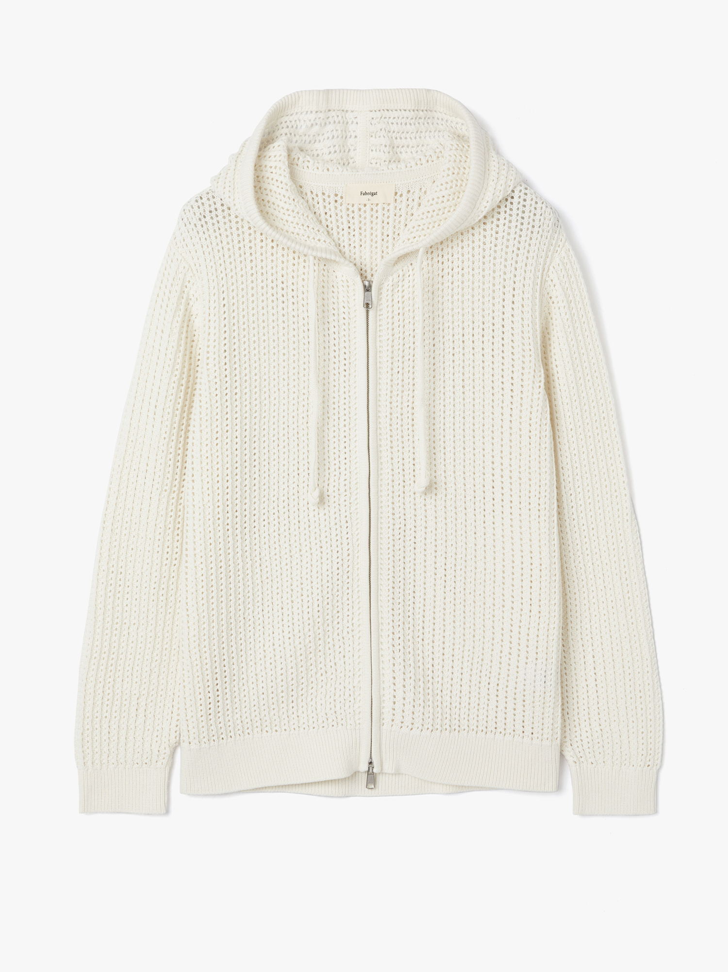 Crochet Hoodie Zip Up Knit (Ivory)