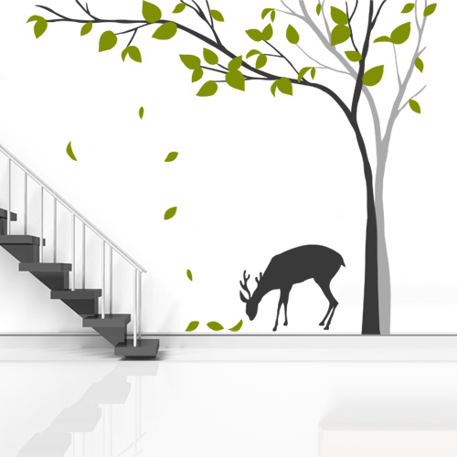 그래픽스티커(gm-cb015)-사슴이쉬어가는나무