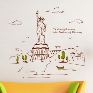 그래픽스티커(gm-cj302)-자유의여신상이보이는뉴욕풍경