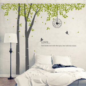 그래픽벽시계 (gm-pk093)-자작나무숲속새들의사랑_그래픽시계(중형)