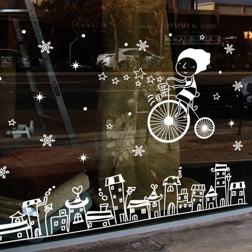 그래픽스티커(gm-ij168)-크리스마스날 마법의 자전거를 타고