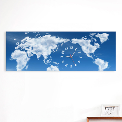 노프레임벽시계,iw879-구름세계지도_대형노프레임벽시계,캔버스액자,인테리어디자인벽면데코소품,일러스트,하늘,풍경,자연