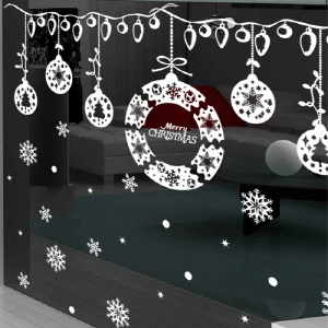 그래픽스티커(gm-cj054)-크리스마스 오너먼트와 눈꽃송이