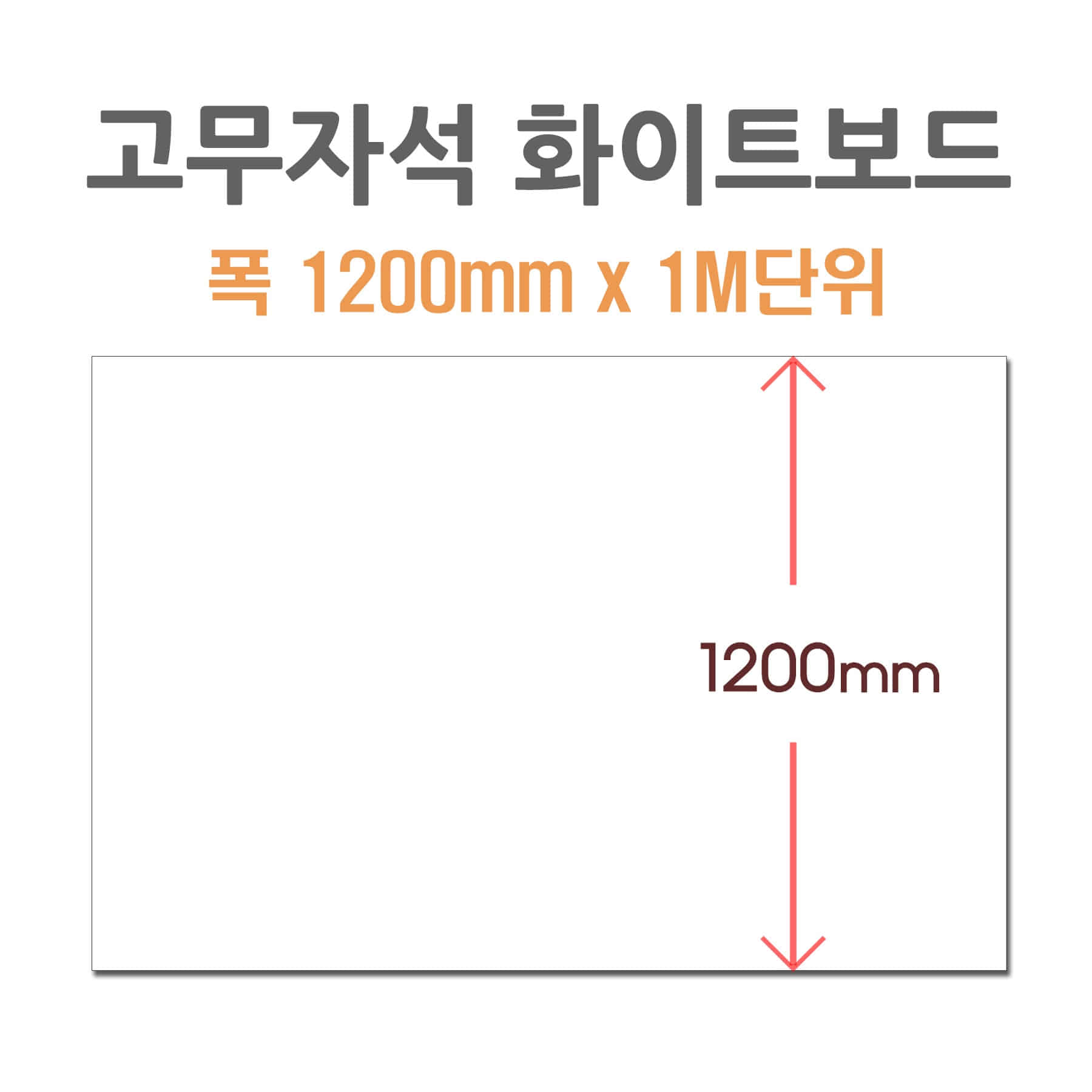 [HB-1200] 고무자석 화이트보드 (폭 1200mm*1M단위)