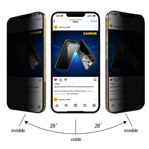 아이폰13프로맥스 사생활보호 프라이버시 풀커버 강화유리 액정보호필름 P0000HFG