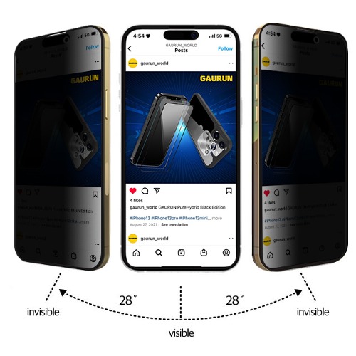 아이폰 14 프로맥스 사생활보호 프라이버시 풀커버 강화유리 액정보호필름 P0000HFF