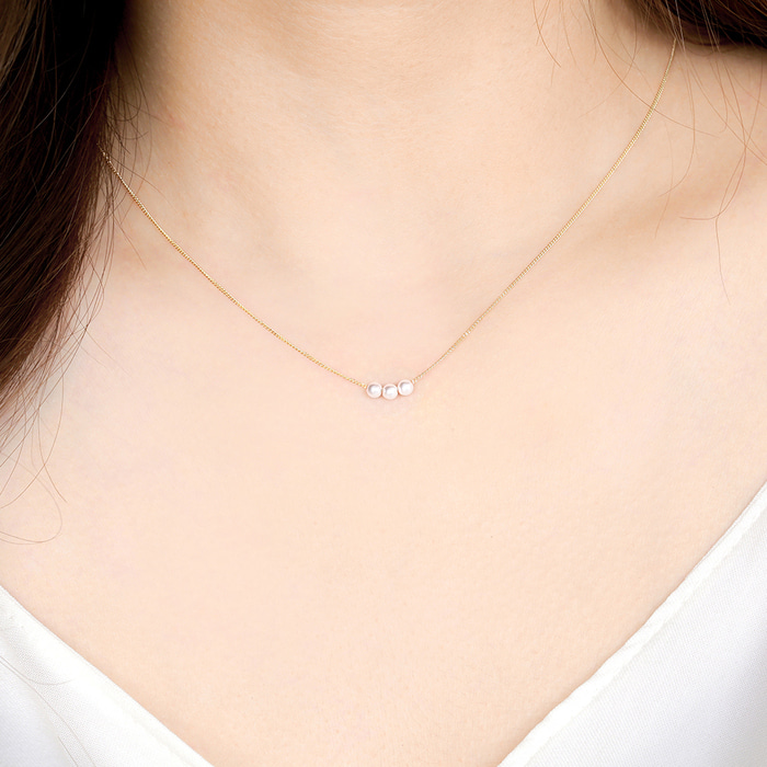 14K 18K 비쥬팝 트리플 진주 목걸이 (2type),14K,18K,jewelry