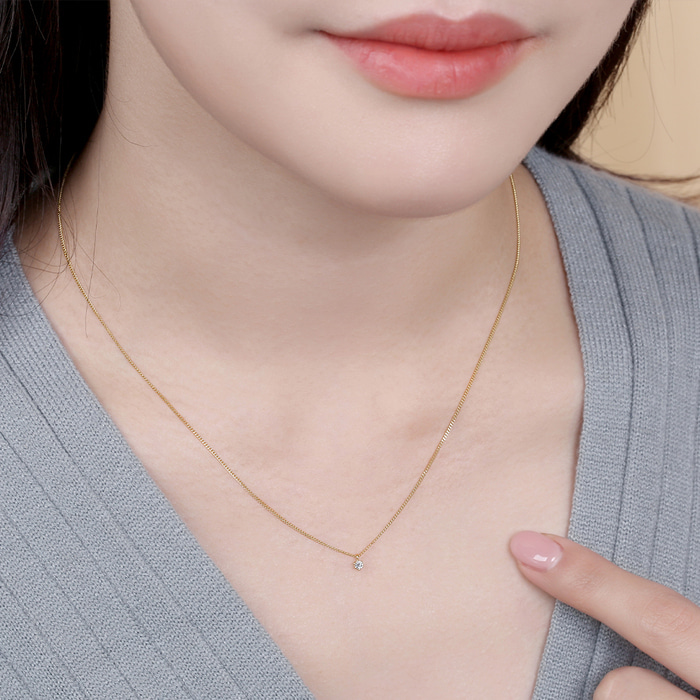 14K 18K 비쥬팝 심플 큐빅 목걸이 68328,14K,18K,jewelry