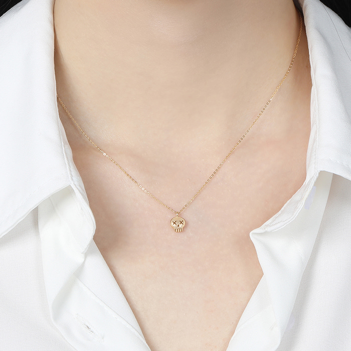 14K 18K 비쥬팝 러블리 하이드 하트 스컬 목걸이 10773,14K,18K,jewelry