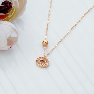 14K 18K 비쥬팝 도넛 볼 포인트 목걸이 68406,14K,18K,jewelry