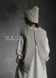 Joie de Vivre 셔틀랜드 헤링본 울리넨 베스트(모카베이지 당일발송)