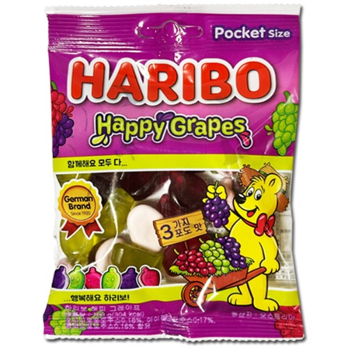 하리보 해피 그레이프 구미 포도 젤리 100g 어린이 간식 키즈 간식