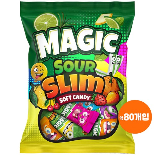 매직 사워 슬림 대용량 소프트 캔디 800g 약 80개입 어린이 간식 학생 간식