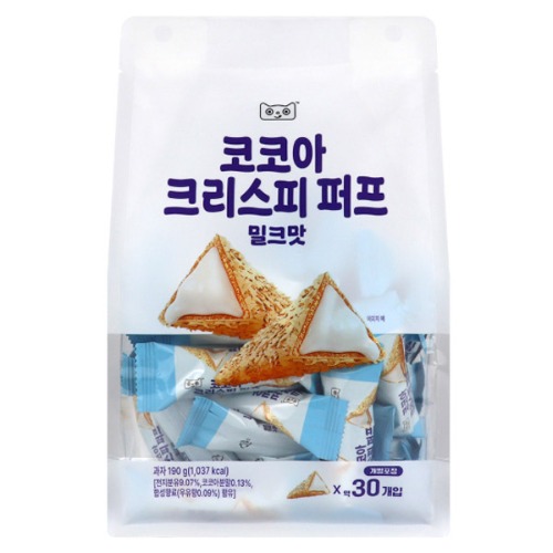 코코아 크리스피 퍼프 밀크맛 과자 190g 어린이 간식 학생 간식