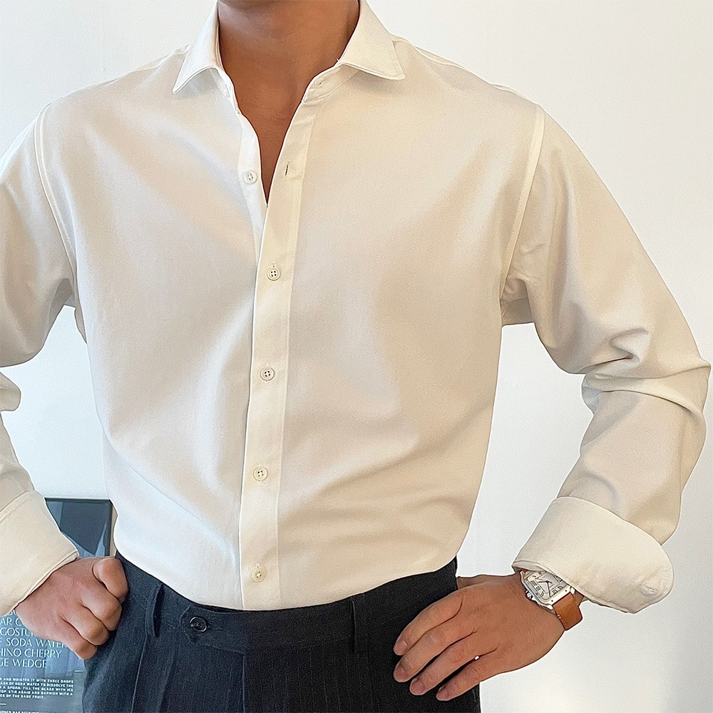 Mole-Skin Wide Collar Dress Shirt