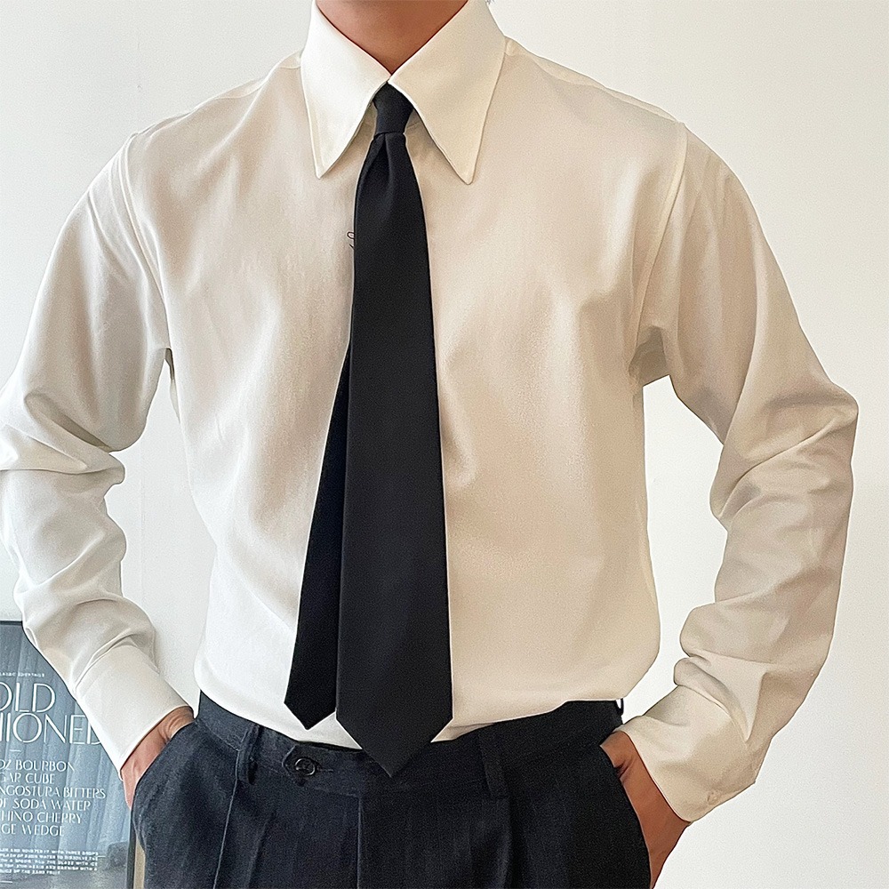 Mole-Skin Long Point Collar Dress Shirt