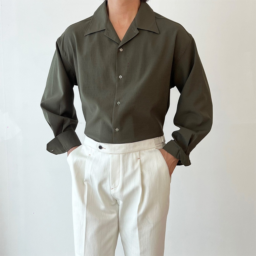 Linen Open Collar Shirt (3color)