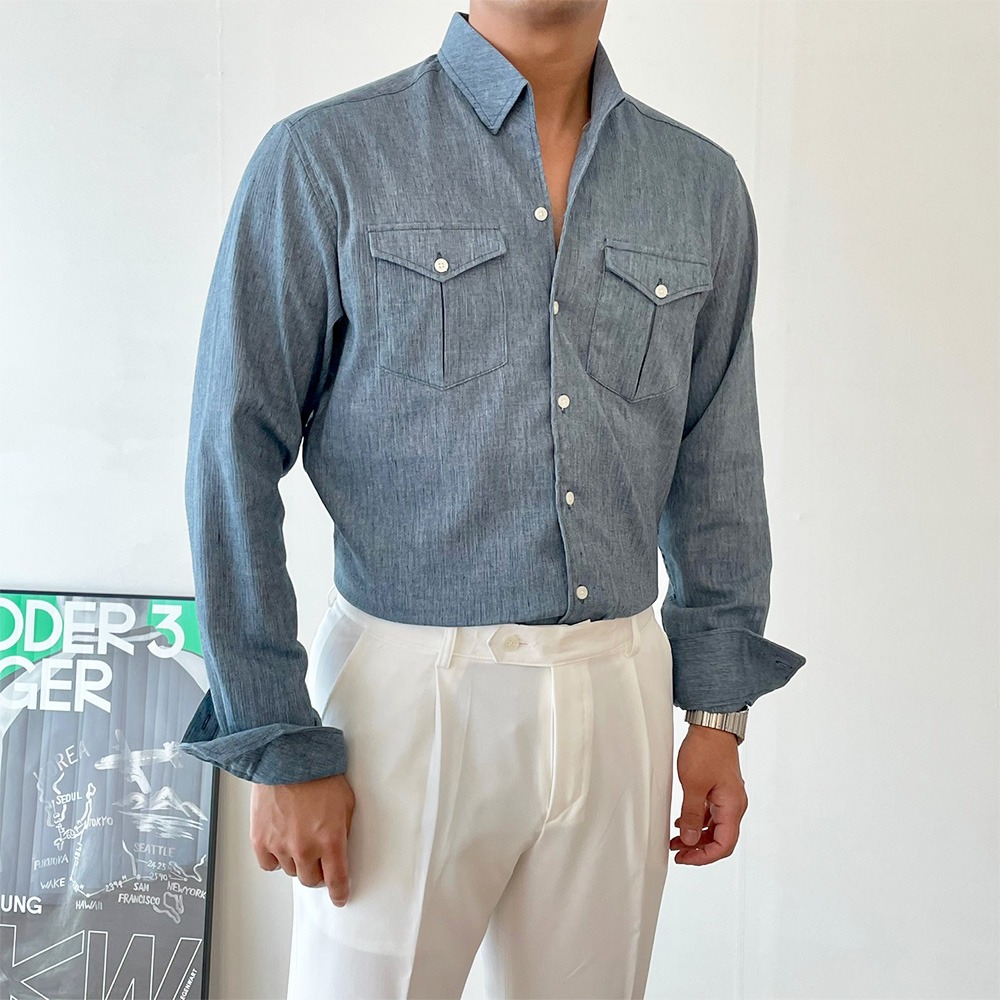 Denim Pocket Linen Shirt