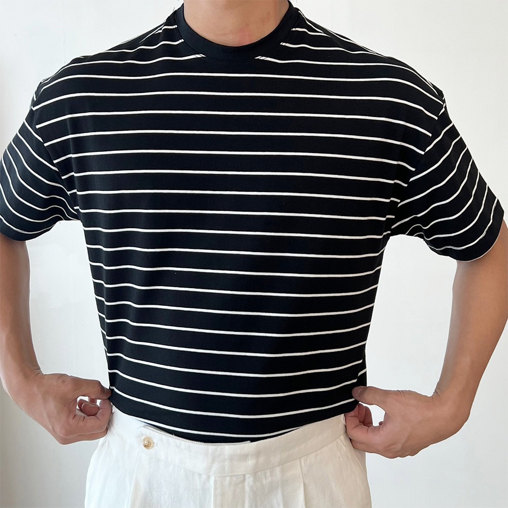 Modal Stripe Tee (Black &amp; White)