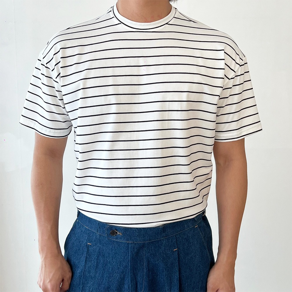 Modal Stripe Tee (White)