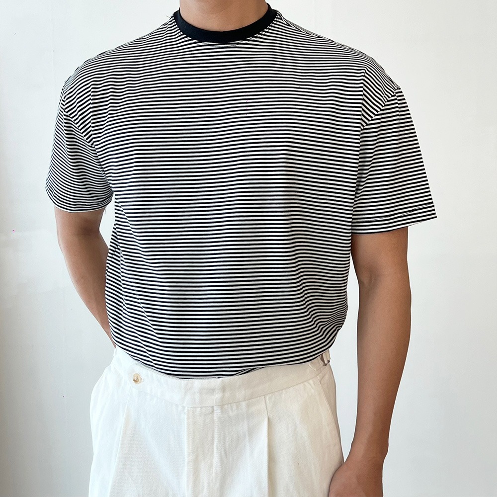 Modal Stripe Tee (White &amp; Black)