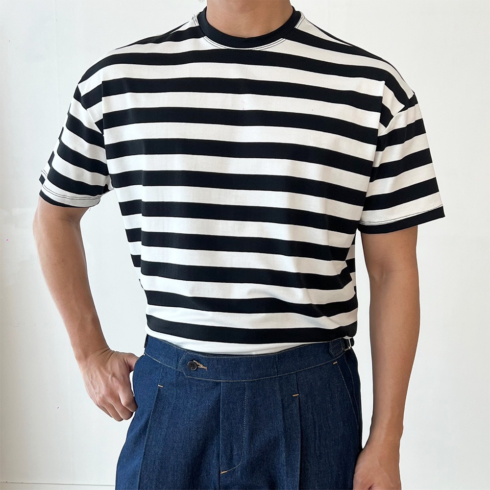 Modal Stripe Tee (Black)