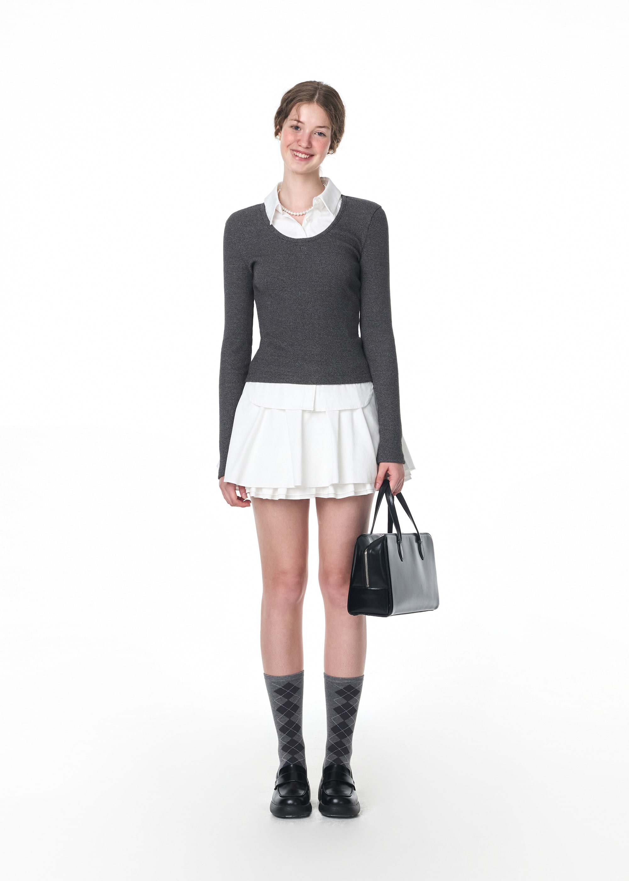 【GROVE】 VINE FLARE SKIRT / 追跡付 VINE FLARE SKIRT [2COLOR] - 그로브