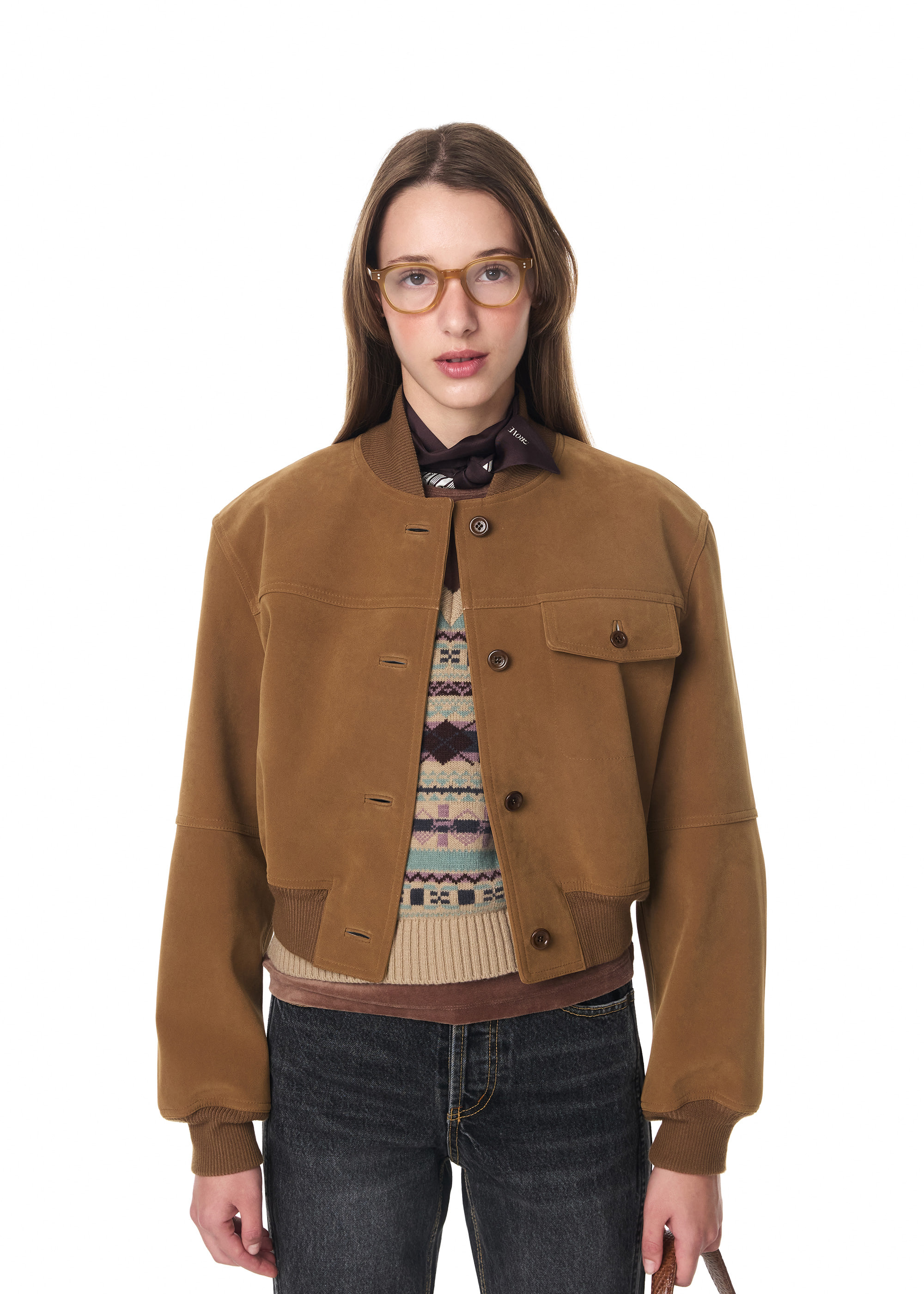 GROVE ♥ NUA SUEDE CROP JUMPER/追跡付 NUA SUEDE CROP JUMPER [2COLOR] - 그로브