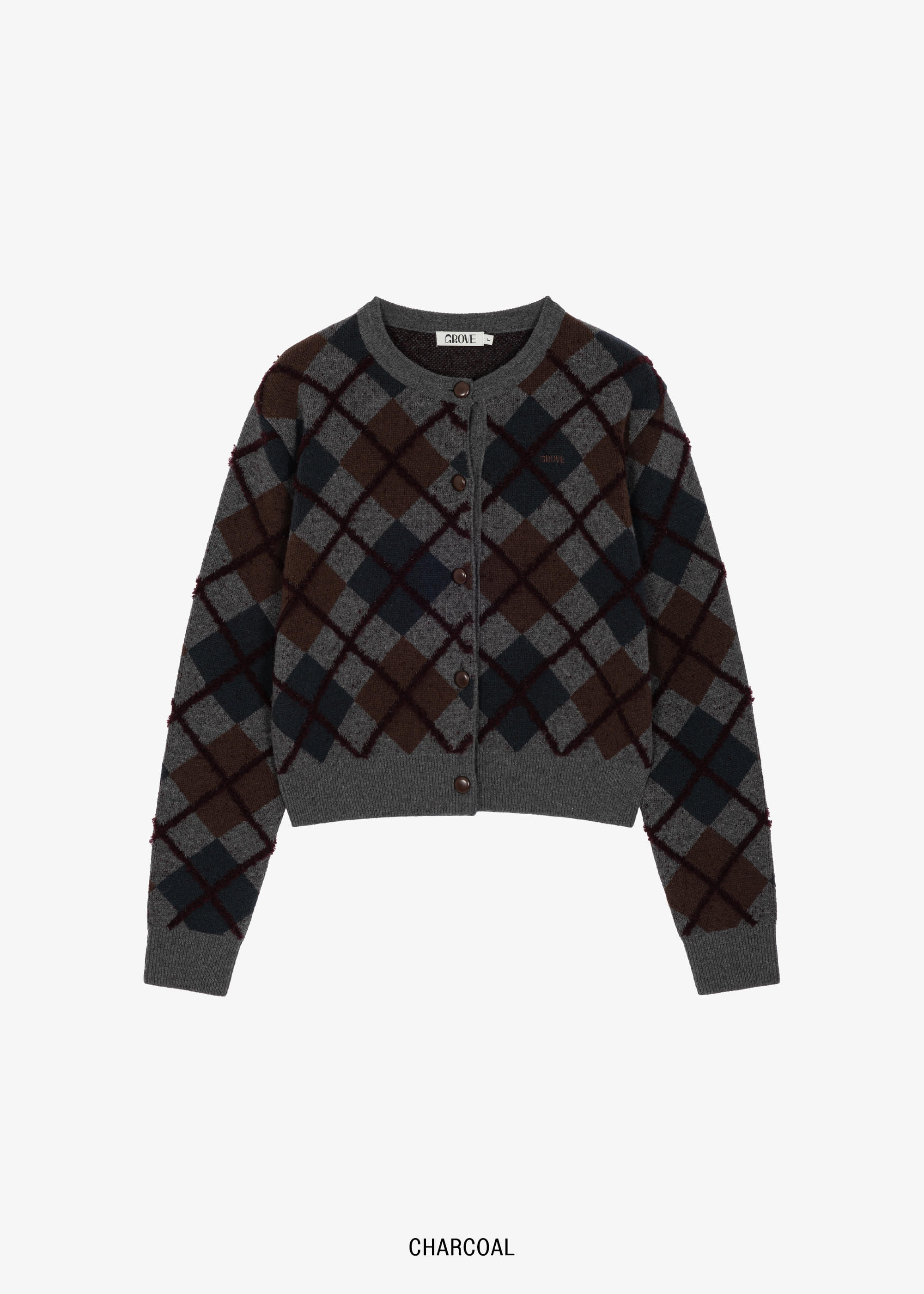 STITCH ARGYLE CARDIGAN [2COLOR] - 그로브