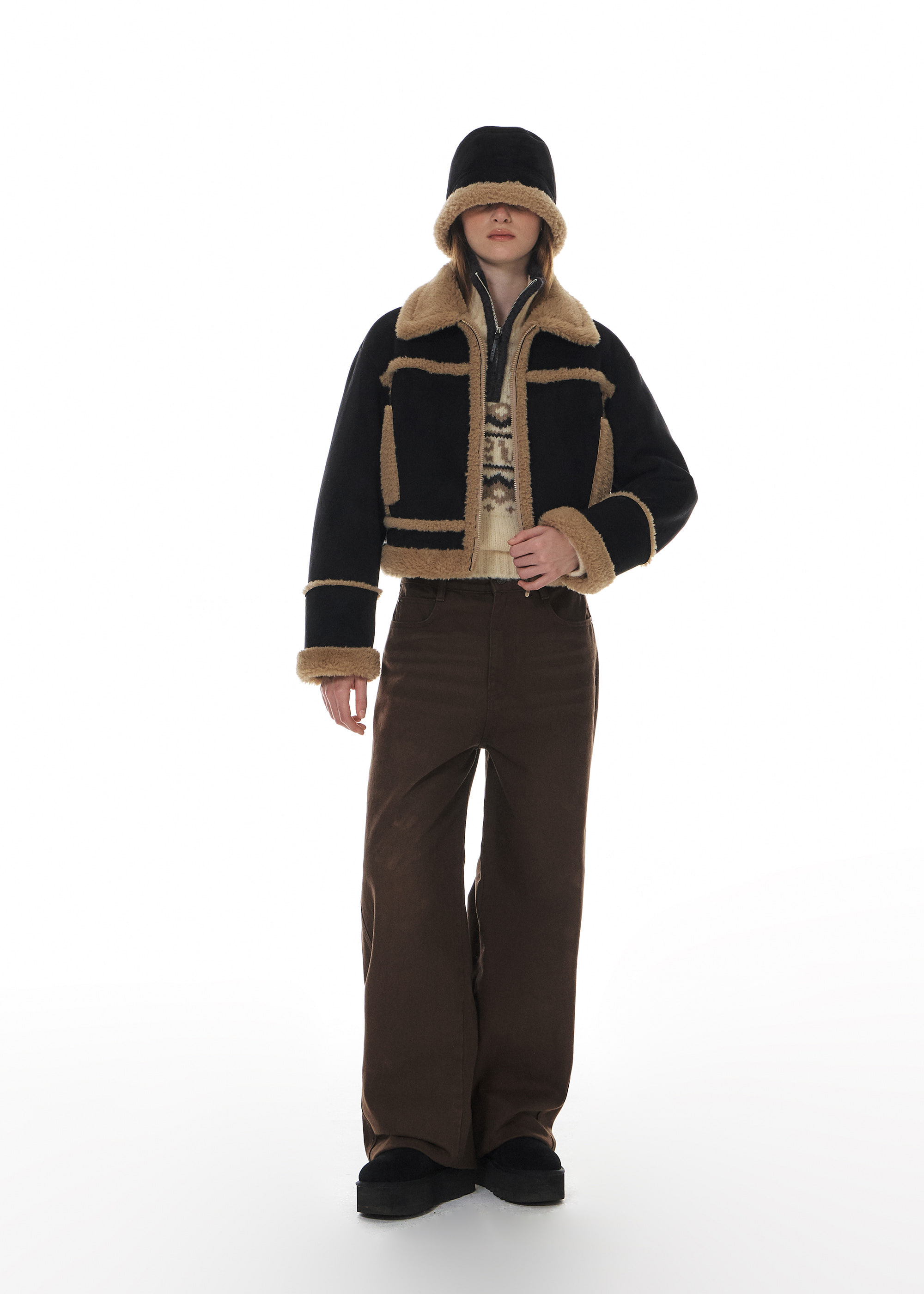 [GROVE]★24FW★韓国人気★SHEARLING MUSTANG HAT mustang-sheepskin-winter-hat-