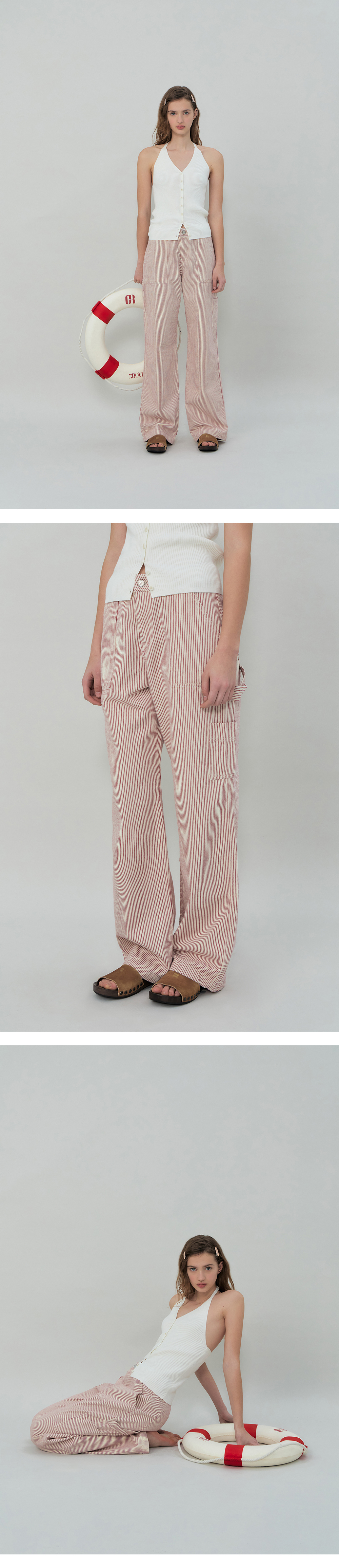 GROVE ♥ CORA STRIPE WORK PANTS /追跡付 CORA STRIPE WORK PANTS [3COLORS] - 그로브