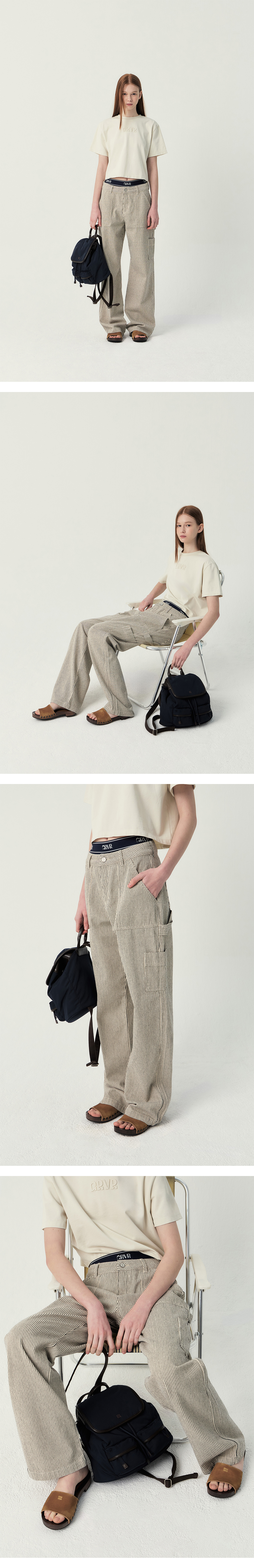 GROVE ♥ CORA STRIPE WORK PANTS /追跡付 CORA STRIPE WORK PANTS [3COLORS] - 그로브