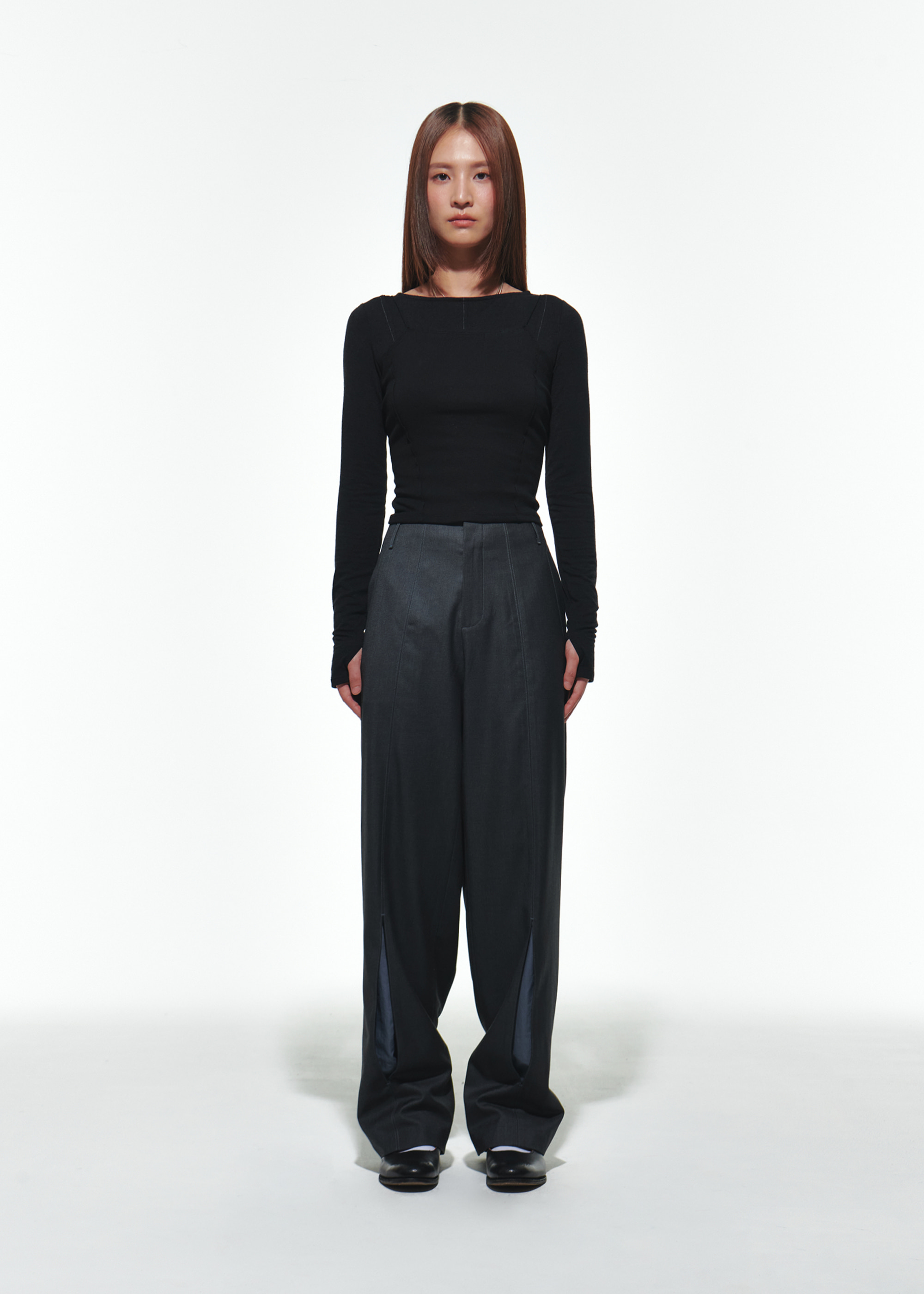 Cut out Trousers [Charcoal]