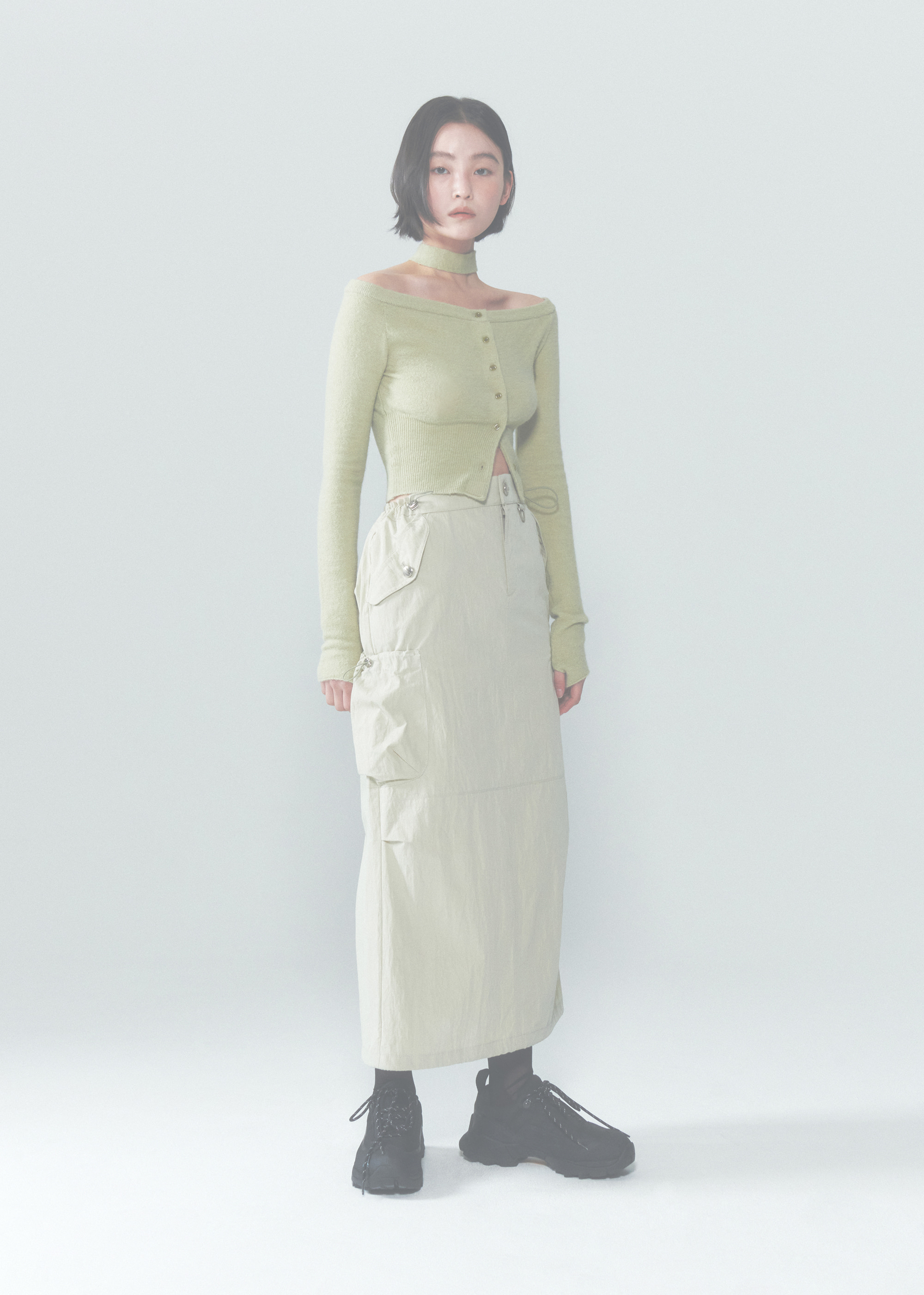 W-Cargo Skirt [Light Beige]