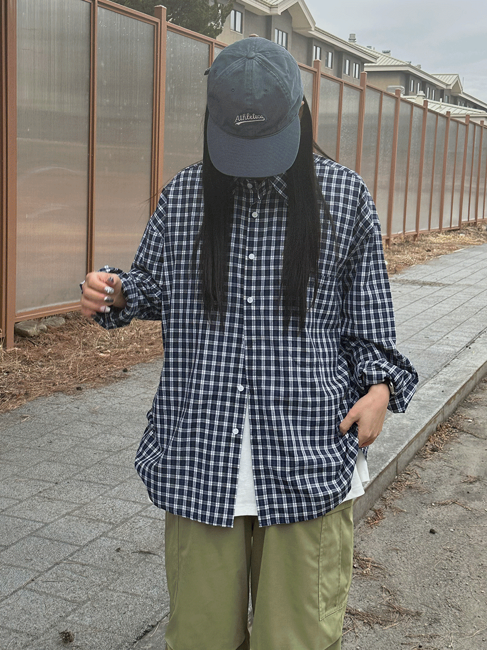 [당일발송/주문폭주] 봄 간절기 루즈핏 오버핏 클래식 베이직 고방 체크 포켓 긴팔 셔츠 (2color)