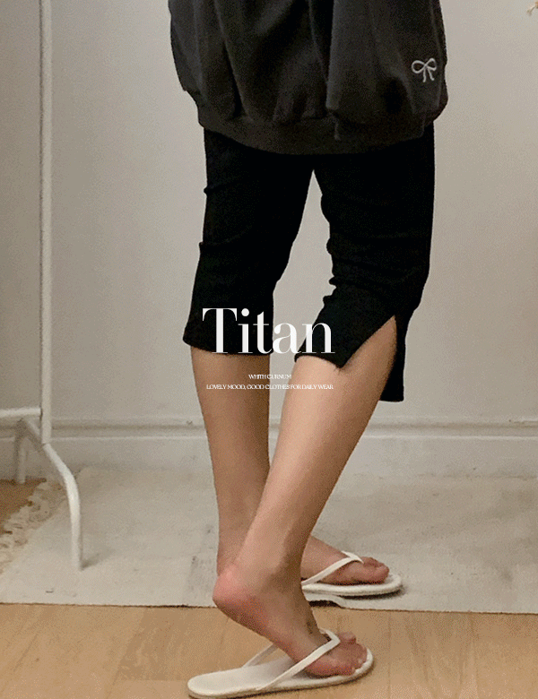 [허리밴딩] 타이탄 7부 스판 트임 팬츠 1color