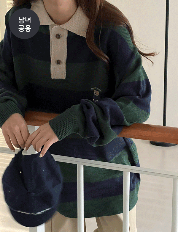 [*SALE] 테디 단가라 오버핏 카라 니트 3color &#039;남녀공용&#039;