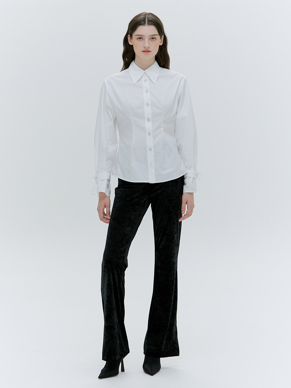 HACIE - RING BUTTON POINTED COLLAR SHIRTS [2COLORS]