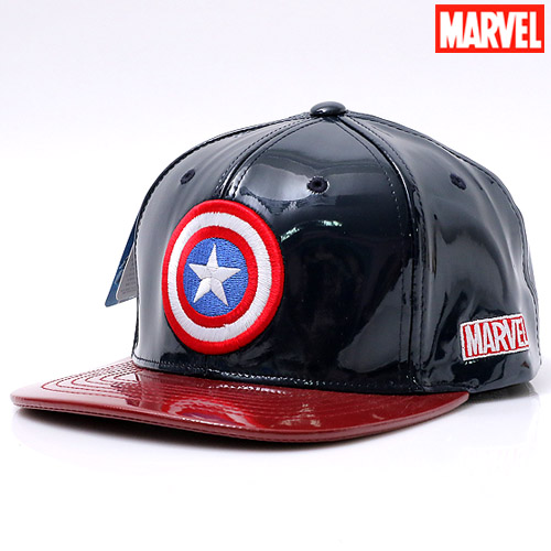 MARVEL 어벤져스 캡틴아메리카 방패 PU 스냅백 NAVY