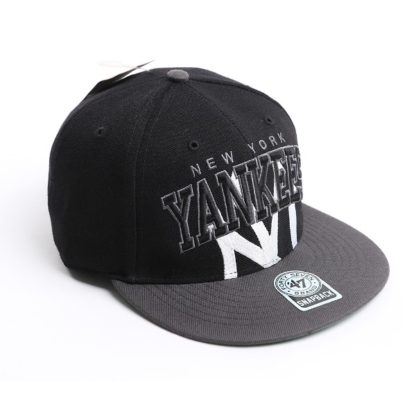 [47BRAND] NEW YORK YANKEES 뉴욕 양키스 스냅백 BLOCKHOUSE FLATBRIM WOOL SNAPBACK 힙합모자 # BLACK