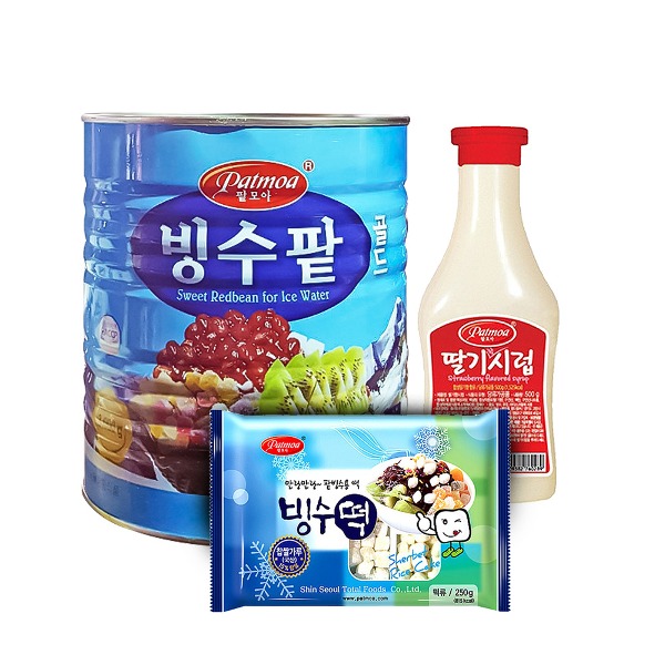 딸기빙수셋트 빙수팥3kg+빙수떡250g+딸기시럽500g