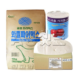 아메리칸와플 A형셋트(아메리칸 와플믹스10kg,사과쨈3kg,화이트크림3kg)